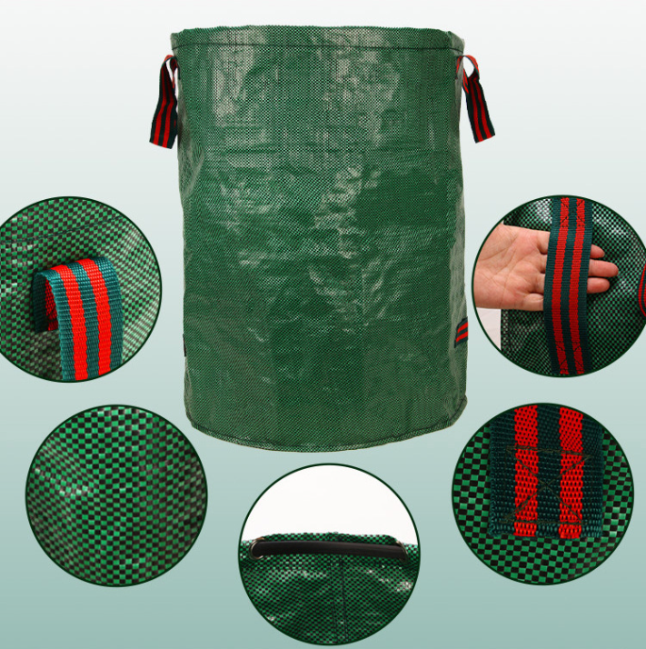 500L(Calibre80*100cm) Heavy Duty Collapsible Garden Waste Bags (Set of 2) - Large Reusable Yard Leaf Bin