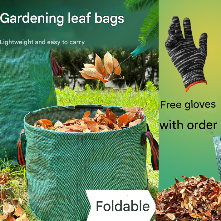 500L (Calibre80*100cm) Zip Version Heavy Duty Collapsible Garden Waste Bags (Set of 2) - Large Reusable Yard Leaf Bin