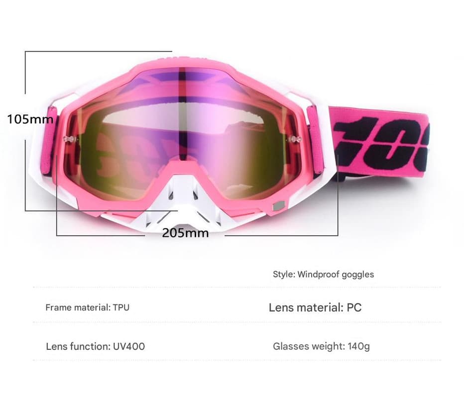 Motorcycle Goggles UV-Protective Anti-Dust Riding Glasses Red Lenses