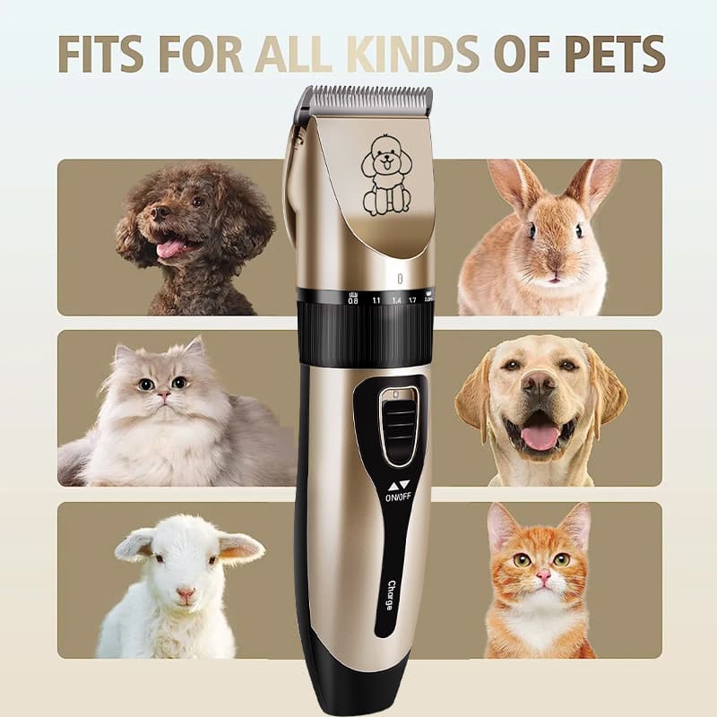Professional Pet Grooming Hair Clipper Kit Rechargeable Low Noise Ceramic Blades 5-Speed Adjustment Gray