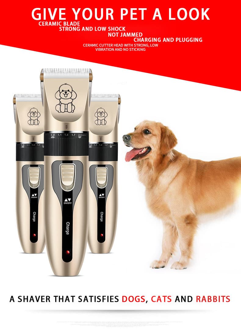 Professional Pet Grooming Hair Clipper Kit Rechargeable Low Noise Ceramic Blades 5-Speed Adjustment Gray