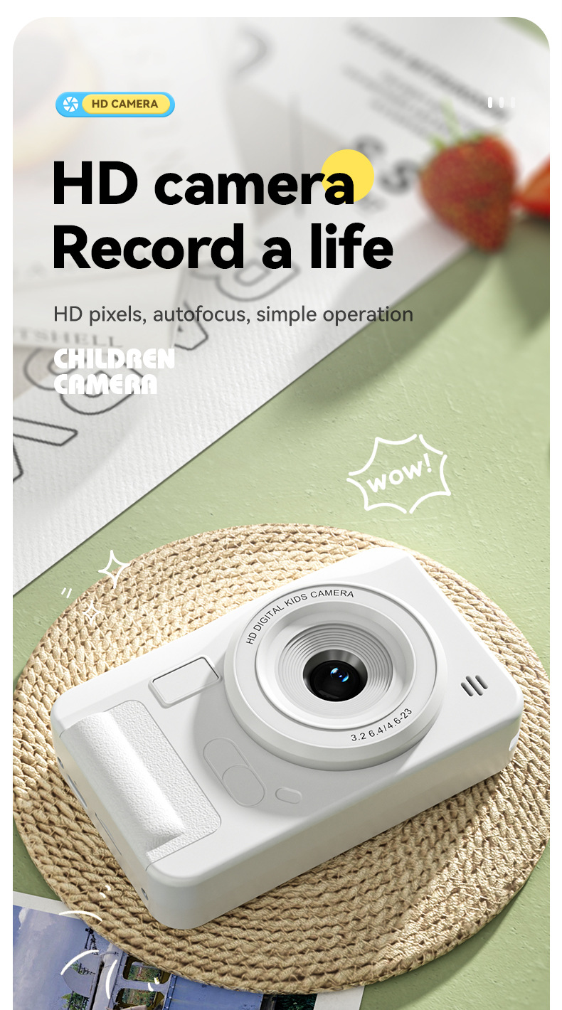 Student HD Digital Camera - 44MP, 8x Zoom, Autofocus, Dual Lens, Type-C Charging (Black)