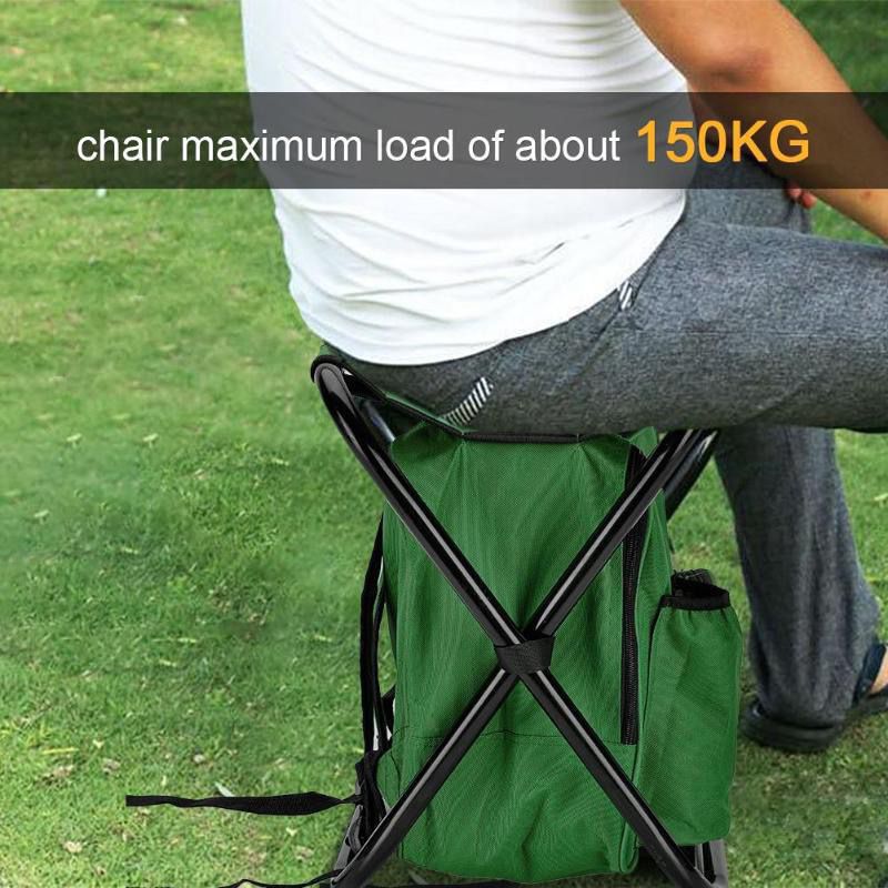 Blue Insulated Cooler Backpack Chair - Foldable Stool for Picnics & BBQ