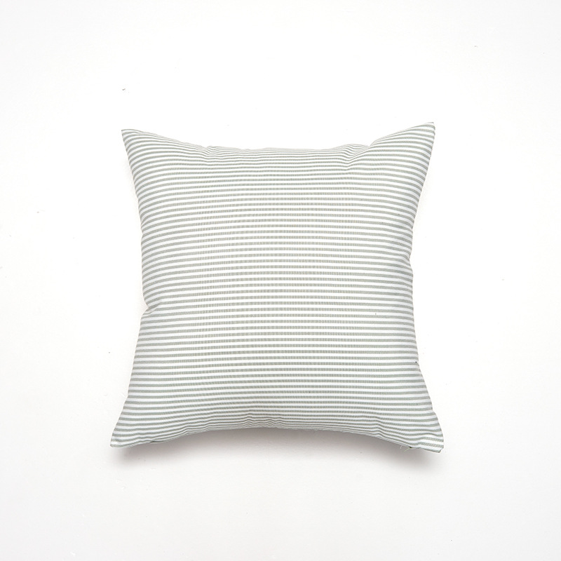 Green Pinstripe Pattern Set of 2 Decorative Cushion Covers - 45x45cm, Soft Polyester (Inserts Not Included)
