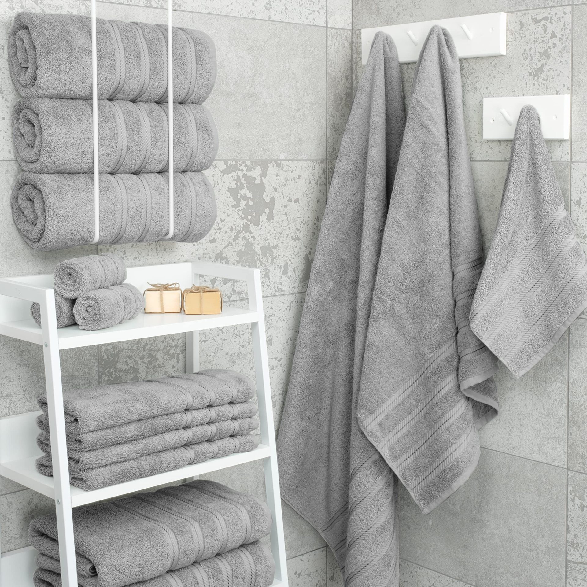 Dark Blue Luxury 6-Piece Combed Cotton Towel Bale Set - Ultra Soft & Absorbent Bath, Hand, Face Towels