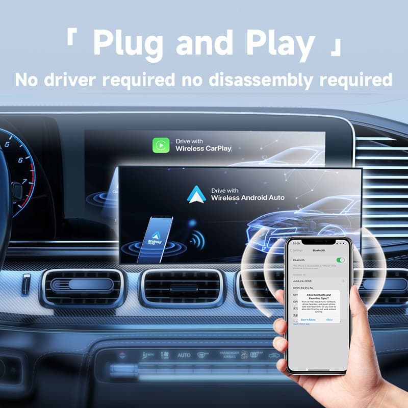 2-in-1 Wireless CarPlay & Android Auto Adapter - Plug & Play Dongle for Cars(Android phone Apple phone two in one)