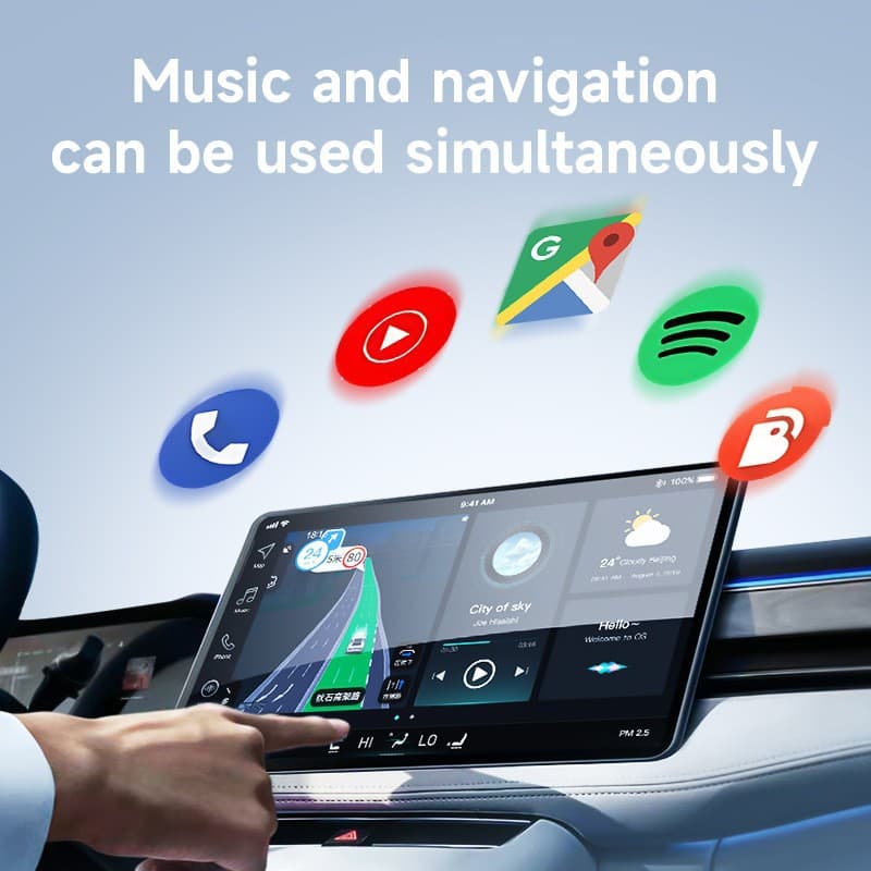 2-in-1 Wireless CarPlay & Android Auto Adapter - Plug & Play Dongle for Cars(Android phone Apple phone two in one)