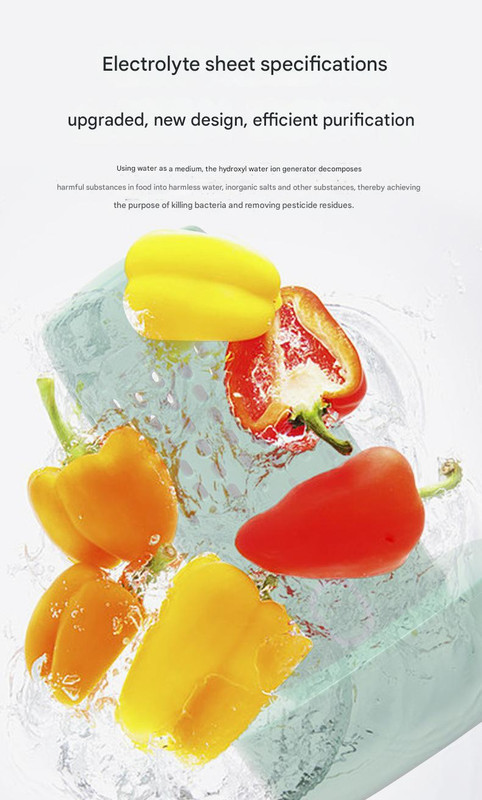 Wireless Fruit & Vegetable Purifier - Electrolytic Cleaning, Removes Residue, IPX7 Waterproof(white)