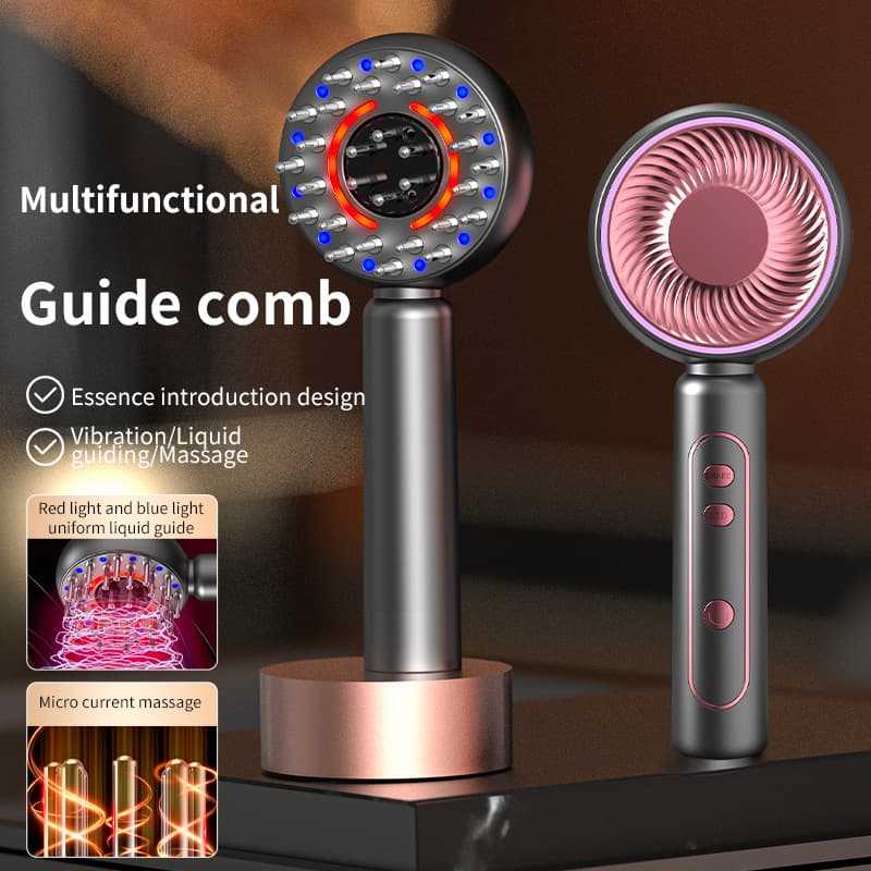 Electric Scalp Therapy Comb Red Blue Light EMS Serum Applicator White