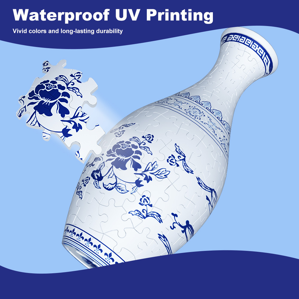 Unique 3D Puzzle Vase with Built-in Water Holder - Fun DIY Project (Blue Boat)