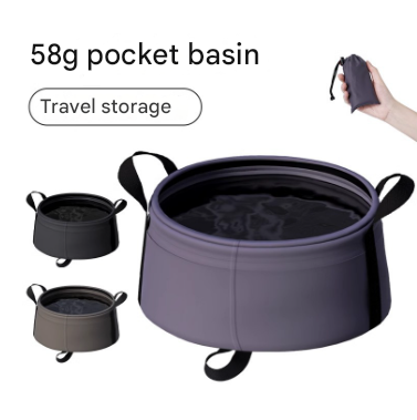 2 Pcs Dark Khaki Ultra-Lightweight Collapsible Travel Basin - Waterproof Folding Bucket for Camping, Hiking & Outdoors (8.5L)