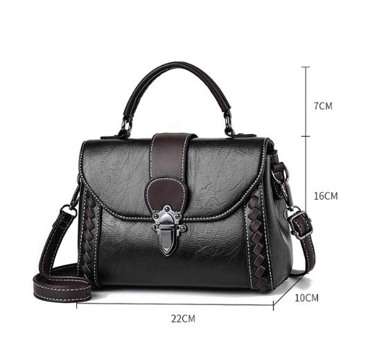 Brown Elegant Women's PU Leather Top Handle Satchel - Versatile Crossbody Bag with Classic Clasp & Braided Detail