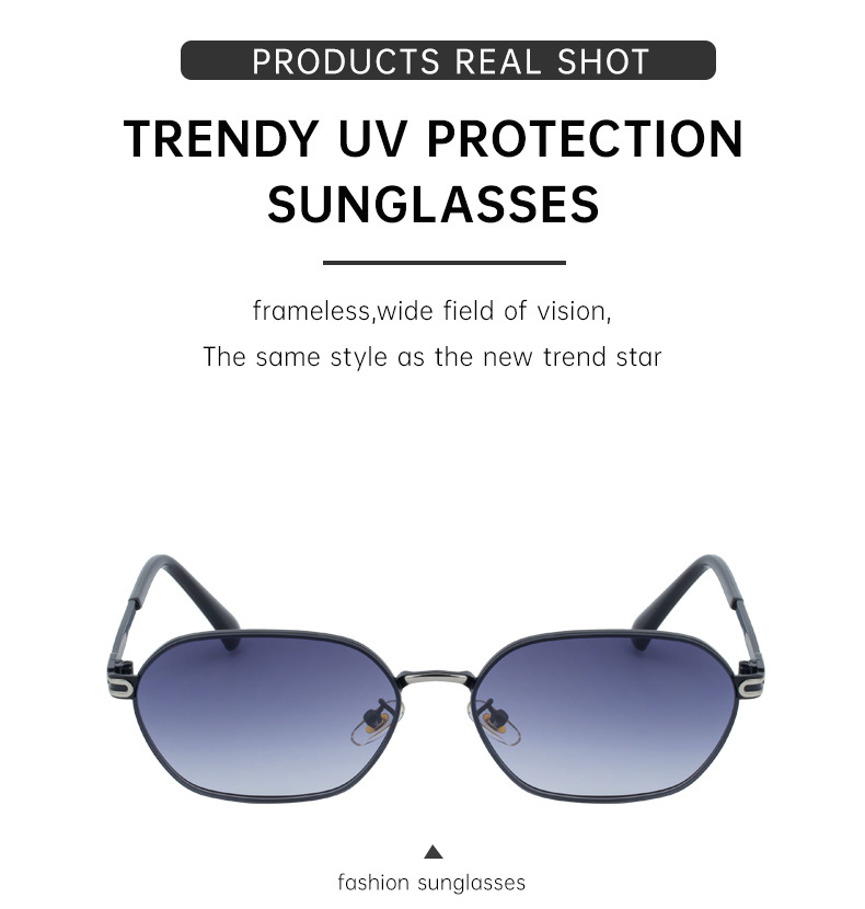 Blue Lenses Chic Oval Sunglasses for Women - UV400 Protection Lightweight Metal Frame, Comfortable Design