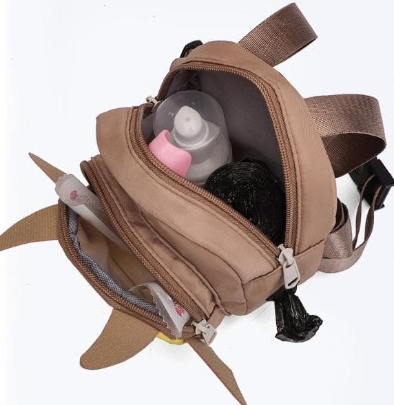Green Adorable Monster Pet Backpack Harness - Small Dog & Cat Treat Pouch with Poop Bag Dispenser