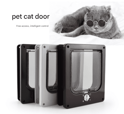 Size L Black 4-Way Locking Pet Flap Door for Cats and Small Dogs - Weatherproof Magnetic Cat Door