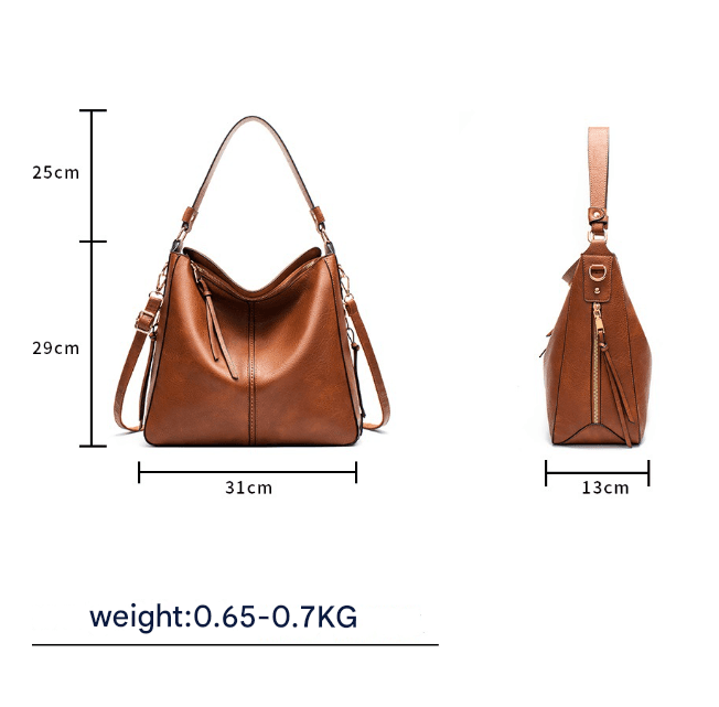 Hobo Bag Soft PU Leather Large Casual Tote Handbag Red with Adjustable Crossbody Strap