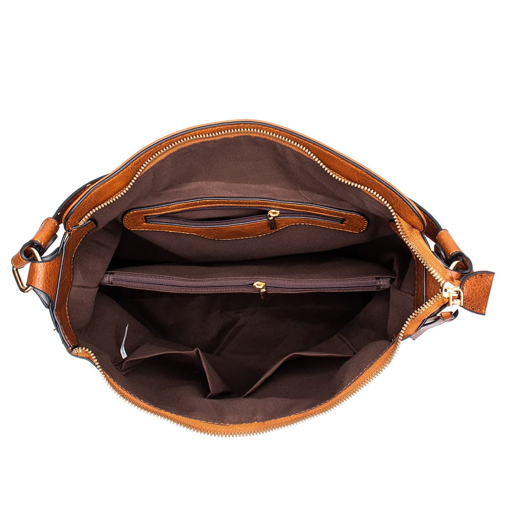 Hobo Bag Soft PU Leather Large Casual Tote Handbag Red with Adjustable Crossbody Strap