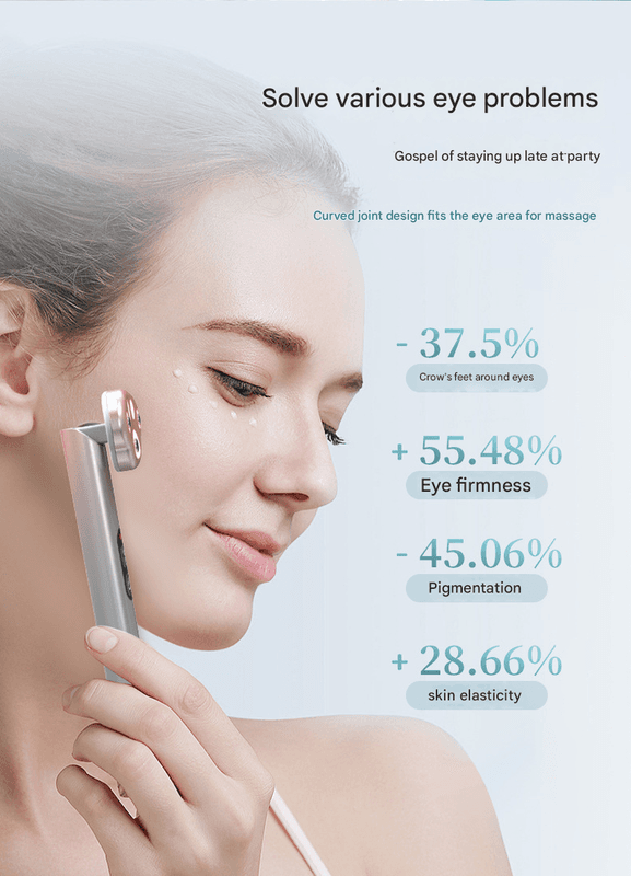 Eye Massager Microcurrent Vibrating Device 42°C Warm Silver and Pink