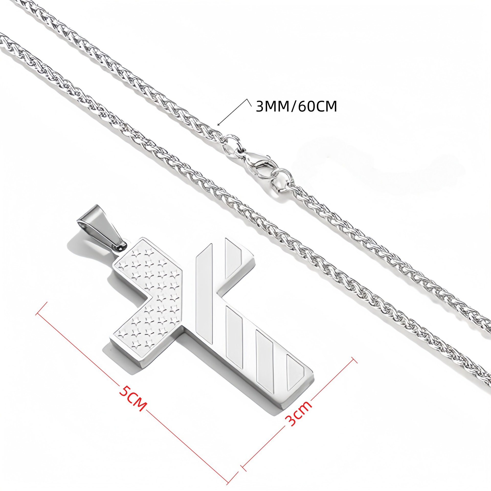 Gold Men's Textured Cross Necklace - Stainless Steel Pendant with Inspirational Message
