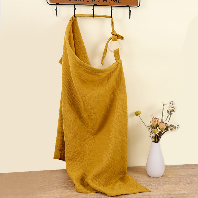 Ginger yellow Soft Muslin Cotton Nursing Cover - Breathable Breastfeeding Apron for Privacy