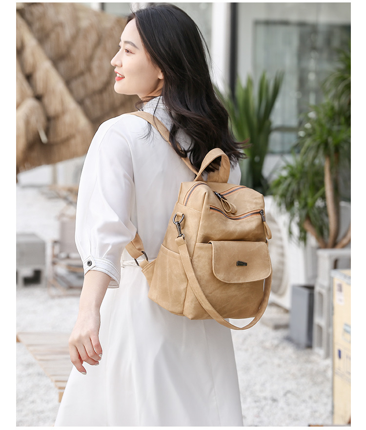 Stylish Women's PU Leather Backpack - Versatile Shoulder Bag with Multiple Pockets(Blue)