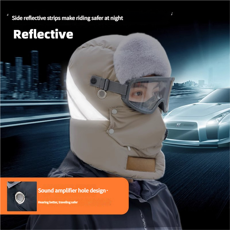 Anti-Fog Thermal Cycling hat - Reflective Safety & Voice Amplification(grey)