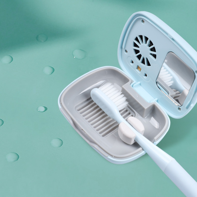 Portable UVC Toothbrush Sterilizer Case with Drying Fan - USB-C Rechargeable, 5-Minute Fast Disinfection(white)