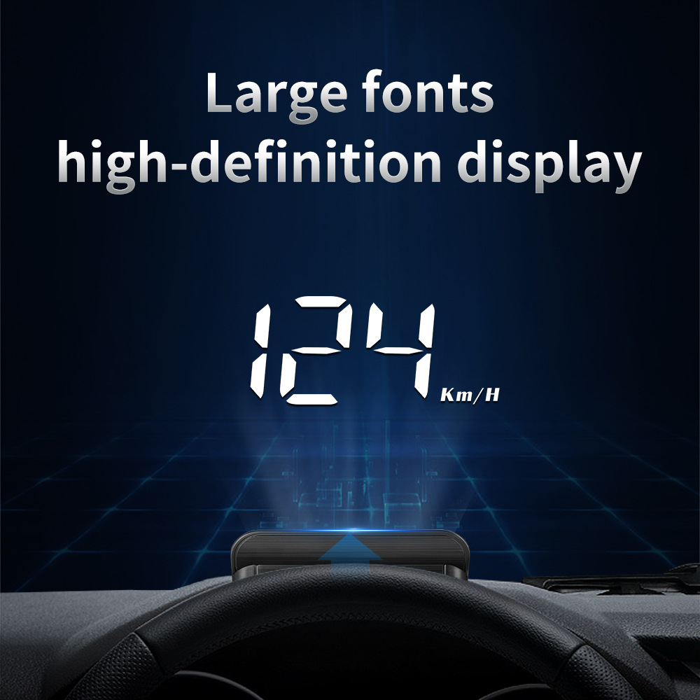 Compact OBD2 Car Head-Up Display (HUD) - Digital Speedometer with 5 Alarm Functions & Adaptive Brightness(black)