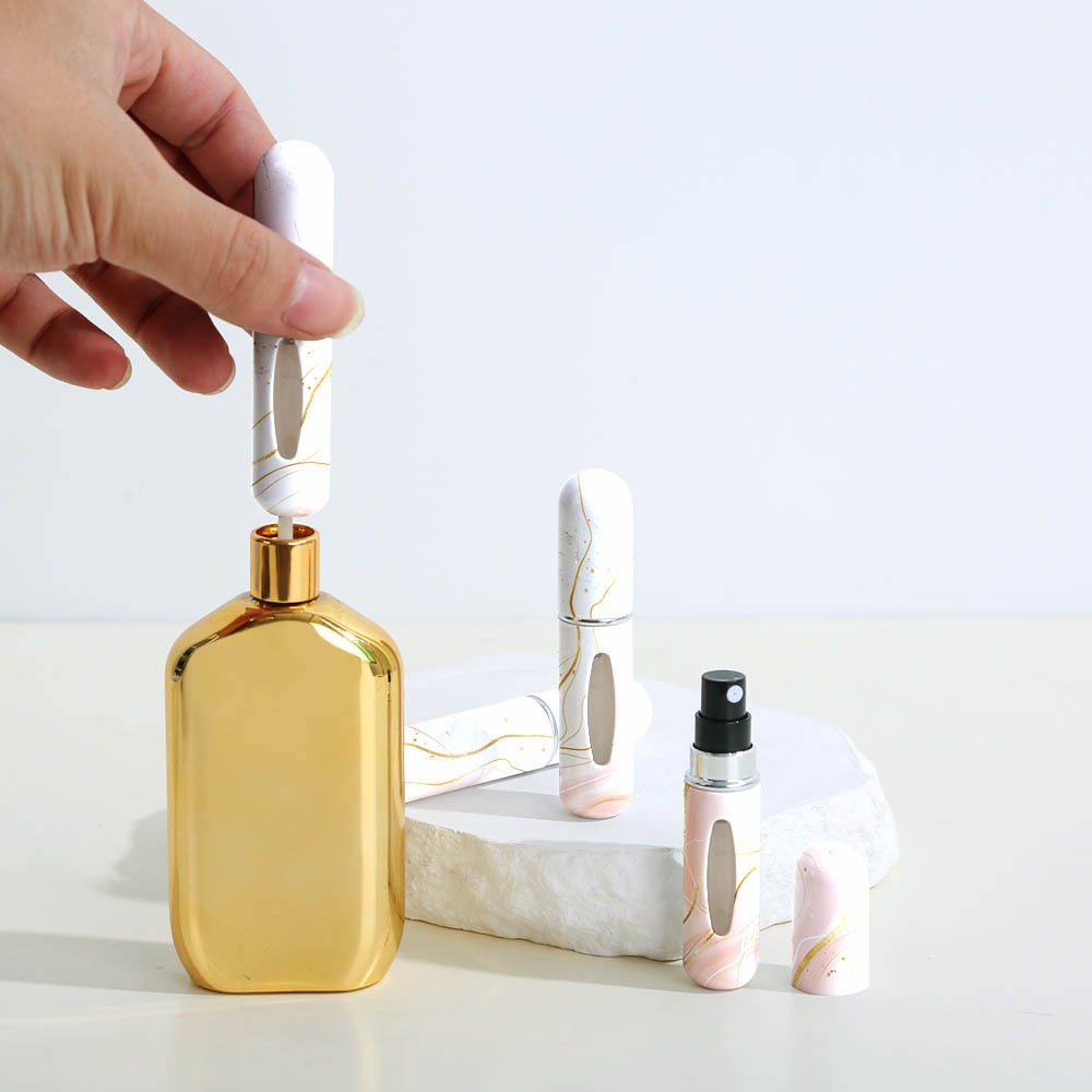 Light Green Chic Marble Travel Perfume Atomizer Set (3-Pack) - 5ml Leakproof Bottom-Fill Spray Bottles