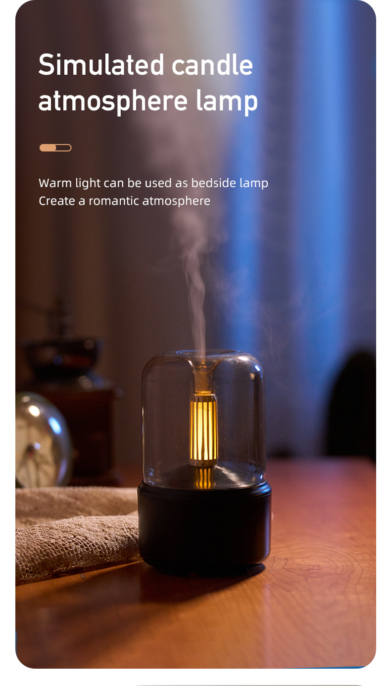 White Creative Candleligh Aromatherapy Diffuser USB Desktop Ambient Candle Lamp Humidifier