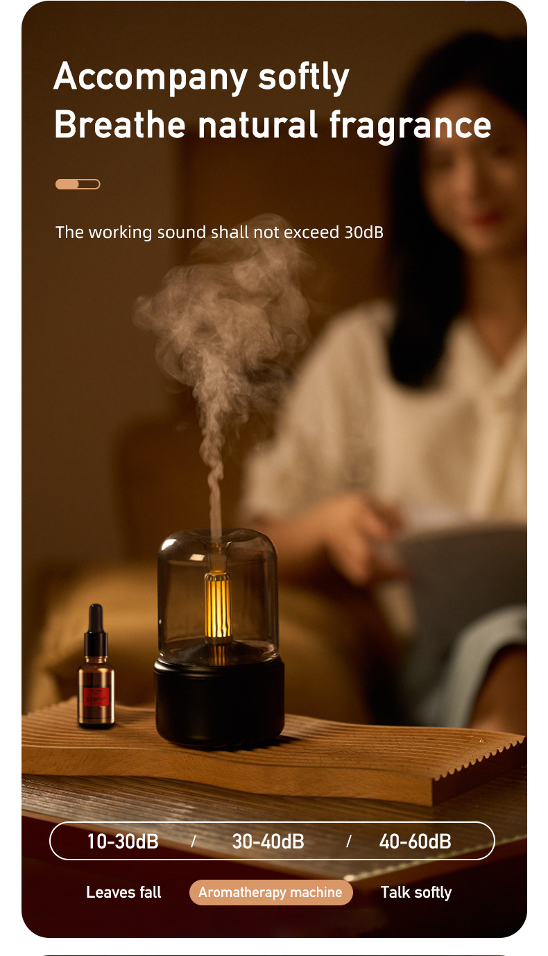 White Creative Candleligh Aromatherapy Diffuser USB Desktop Ambient Candle Lamp Humidifier
