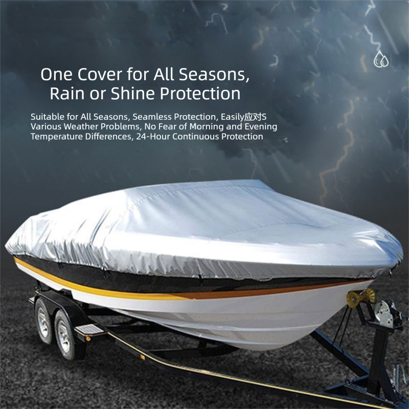 Grey Heavy Duty Waterproof Tarp Covers with Storage Bag, Fits V-Hull, Fish&Ski, Pro-Style, Fishing, Runabout, Bass Boats, 20-22FT(700cm*320cm)