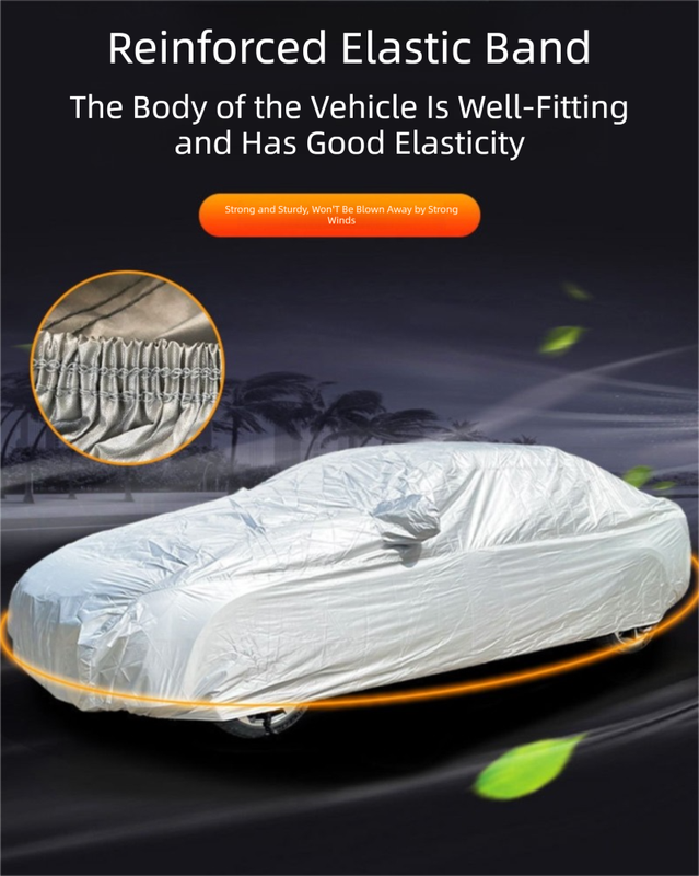 Silver 3XXL Universal Car Cover – 170T Taffeta Fabric, All-Weather Protection for Cars(5300×2000×1500MM)