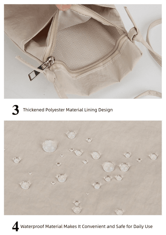 Nylon Crossbody Phone Bag Lightweight Compact Stylish Beige