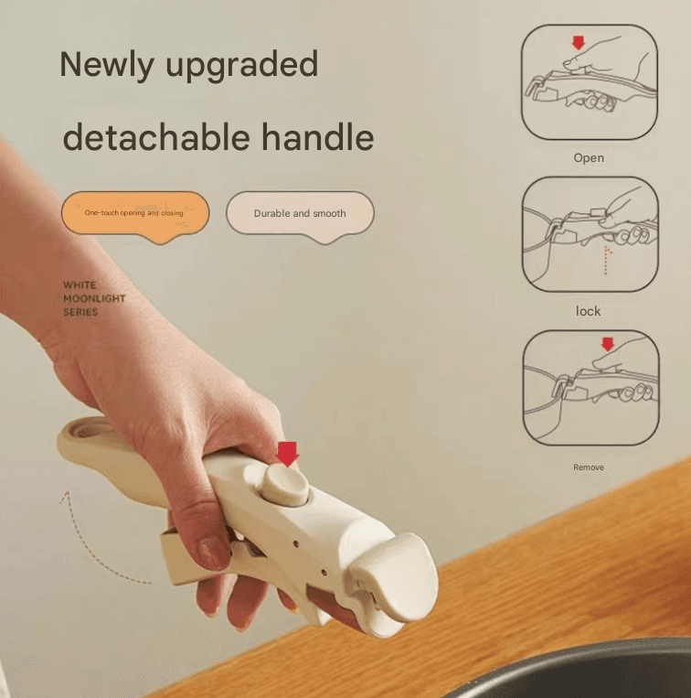 Universal Detachable Pot Handle Anti-Scald Accessory for Milk Pots and Woks White
