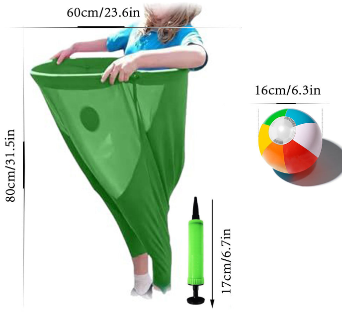 Green Granny Pants Yard Game for Kids - Durable Outdoor Tossing Activity with Ball and Pump - 60x80cm Fun Backyard Game for Australian Family BBQs