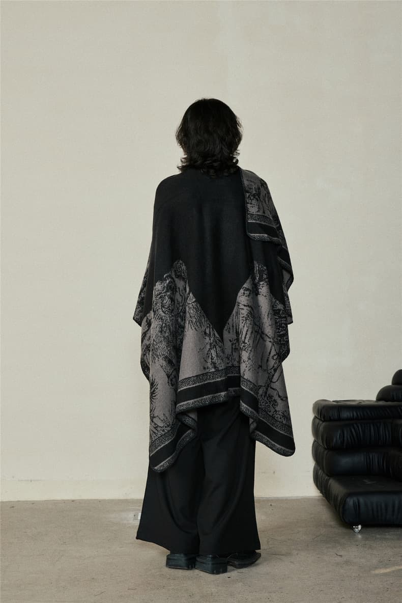 Faux Cashmere Shawl Geometric Pattern 160x135cm Purple Cyan