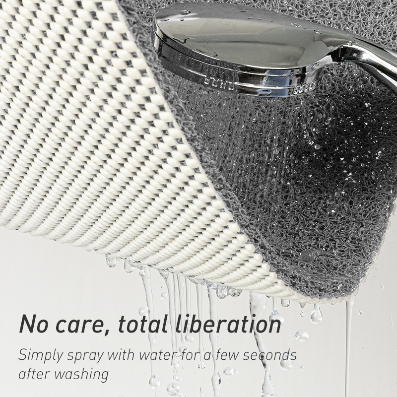 Grey Cat Head Design Loofah Texture Shower Mat (40x80cm) - Non-Slip PVC Bathroom Floor Mat with Drainage, Quick-Dry, Anti-Mould