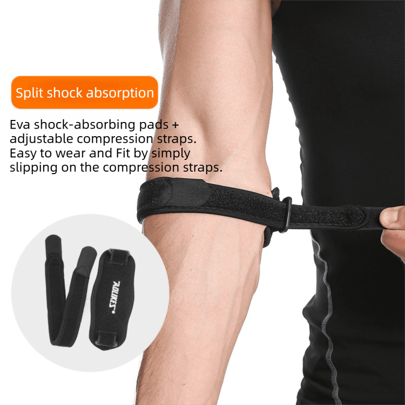 Elbow Brace Adjustable Compression Support with Thick Sponge Padding for Sports Blue