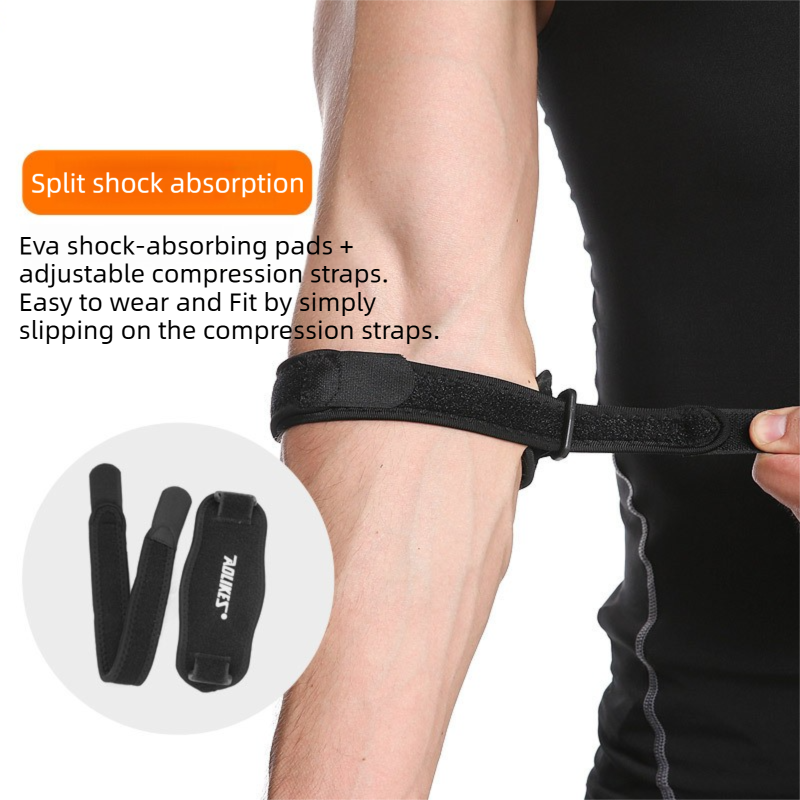 One-Pair Blue Adjustable Compression Elbow Brace with Thick Sponge Padding - Sports Support for Various Sports and Everyday Work