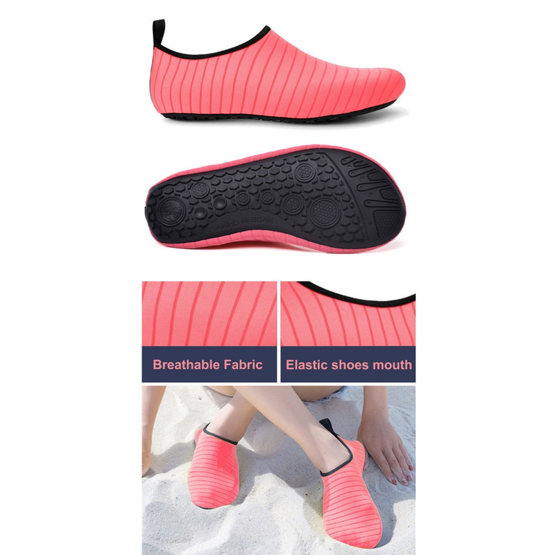 #36/37 Grey Quick-Dry Aqua Beach Water Shoes for Men and Women - Slip-On Lightweight Breathable Barefoot Swim Socks