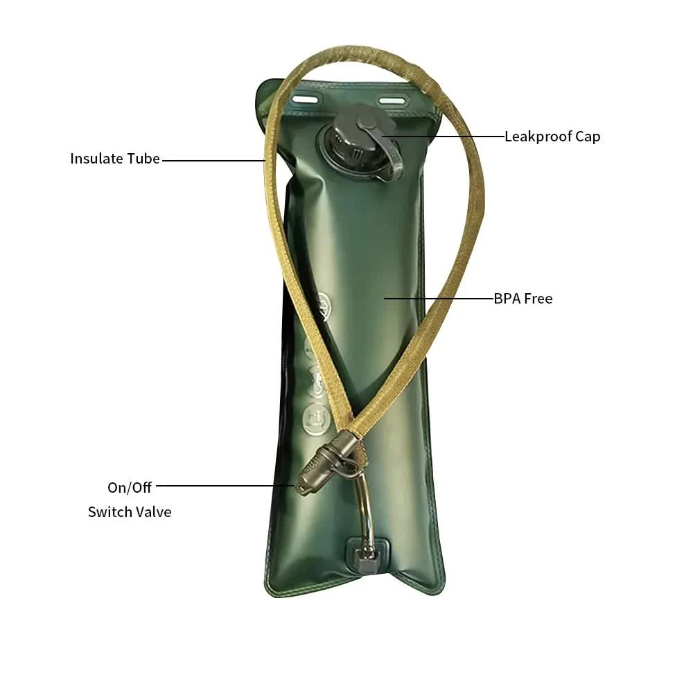 Outdoor Green 2.5L Hydration Bladder for Running & Cycling - Eco-Friendly PEVA Material Water Reservoir Pack Insert with Bite Valve & 93CM Water Pipe