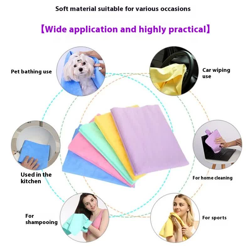 2-Pack Medium Size Super Absorbent Quick Drying Pet Towel with Storage Canister(32 x 42CM) - NonHair-Stick PVA Bath Towel for Dogs & Cats, Random Color
