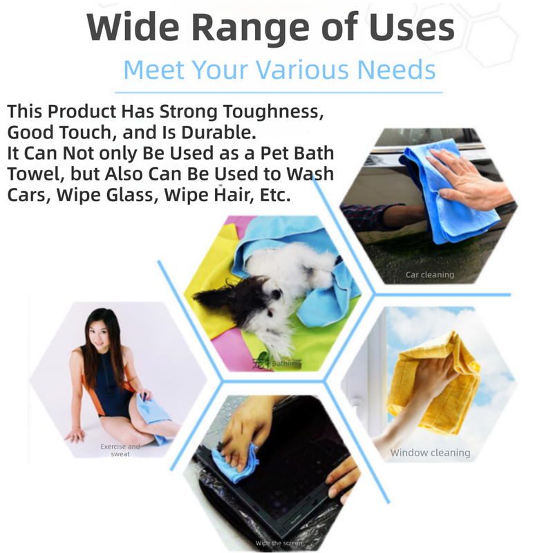 2-Pack Large Size Super Absorbent Quick Drying Pet Towel with Storage Canister(65x42CM) - NonHair-Stick PVA Bath Towel for Dogs & Cats, Random Color