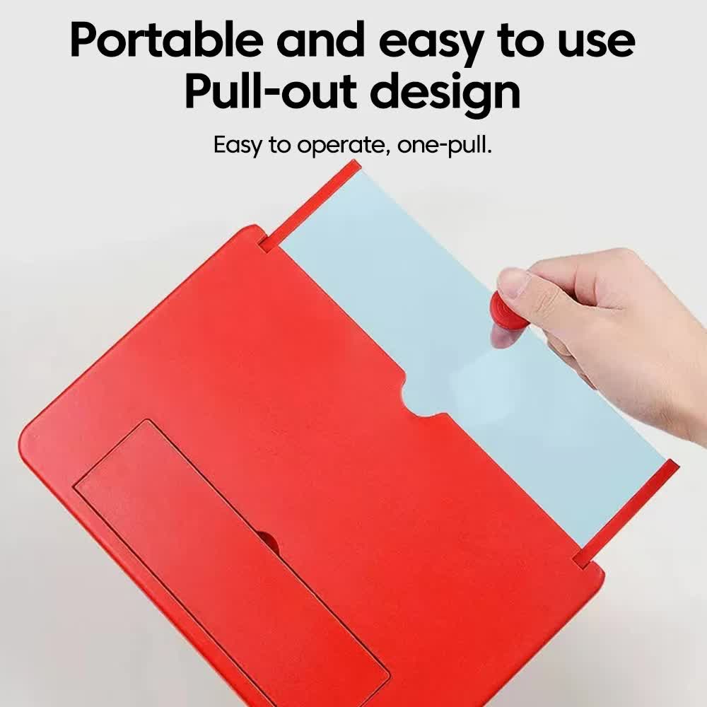 Black 14-Inch Ultra-Clear Portable Retractable HD Mobile Phone Screen Magnifier - Eye Protection Fresnel Lens Projector, with Built-in Phone Holder & Adjustable Base