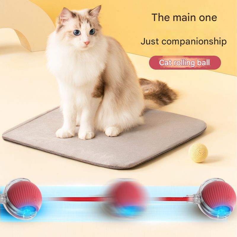 2-PCS Red Automatic Interactive Cat Ball Toy with Rope - Durable & Bite-Resistant Pet Jump Ball for Self-Entertainment & Play