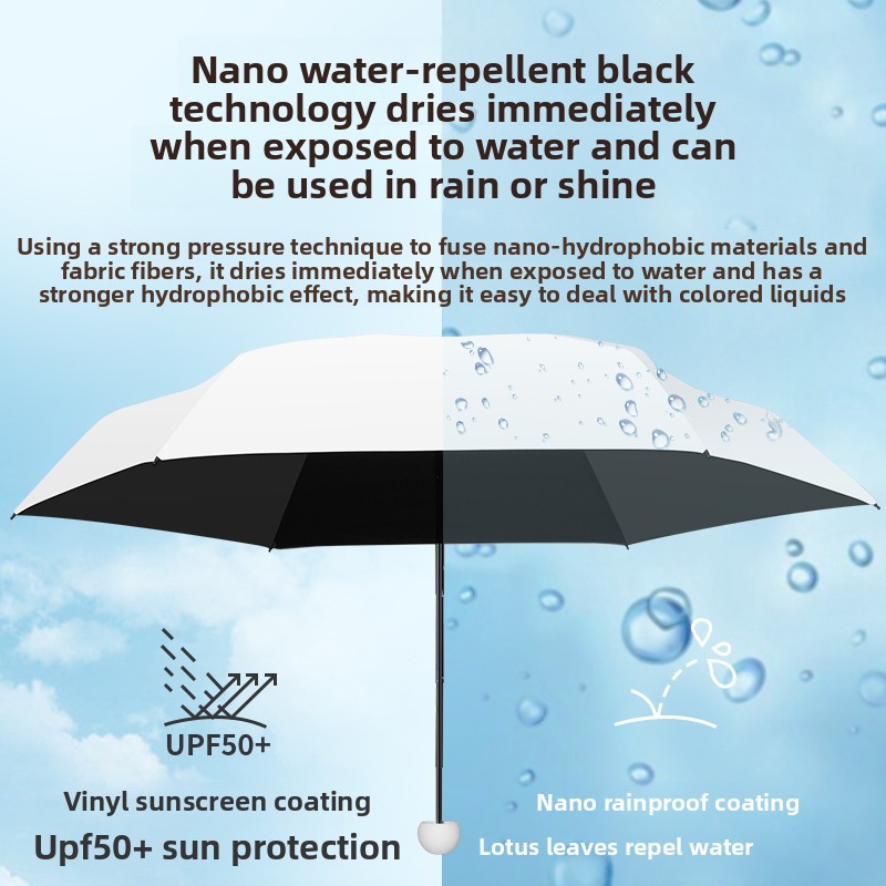 Lilac purple Compact Mini Travel Umbrella UPF50+ UV Protection Waterproof 6-Fold Flat Design Lightweight Sun & Rain Parasol for Handbag