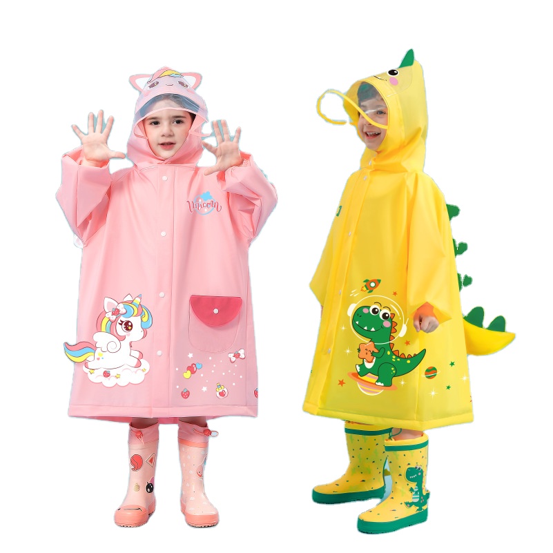 Pink unicorn Kids Waterproof Raincoat with Expandable Backpack Slot Hooded Rain Jacket for Boys & Girls School & Outdoor(size:L)