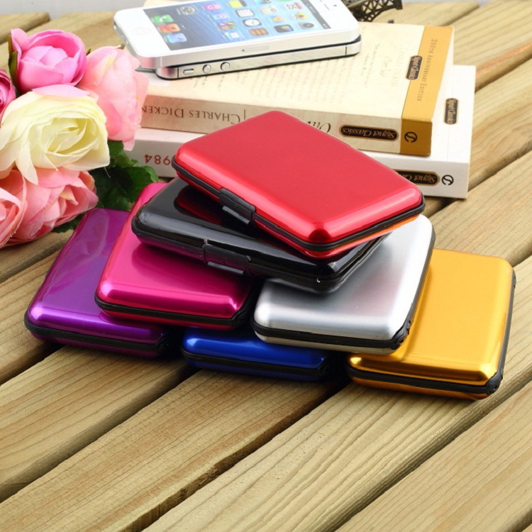 3-Pcs Brown Slim Aluminium Credit Card Holder RFID Blocking Wallet Hard Shell Case Business Card Organiser Lightweight Pocket Size for Everyday Use