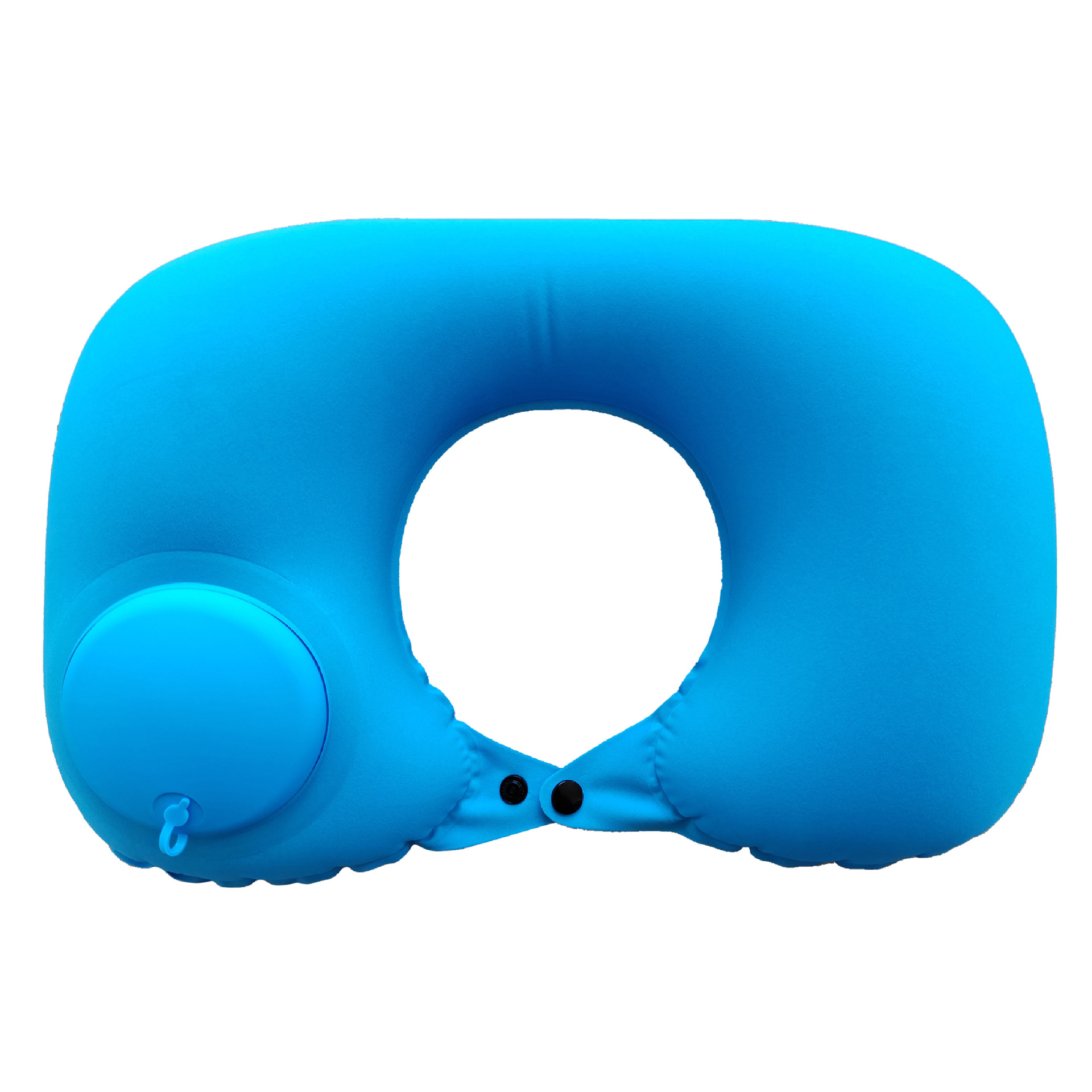 2-PCS Sky blue Inflatable Travel Neck Pillow Press to Inflate U-Shape Soft Flocking Support Cushion for Airplane Car & Camping Portable Air Pump Design
